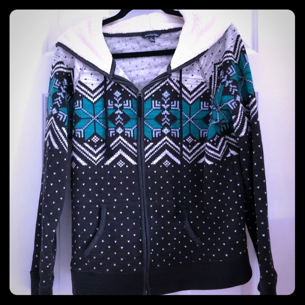 American Eagle full zip hooded sweater size L